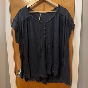 Free People Black Button-Down Blouse
